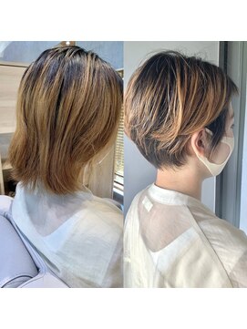 プラスイズム(PLUSISM) カラーのリタッチ幅を活かしたデザインショート