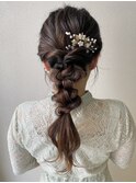 編みおろしアレンジ/ロング/結婚式アレンジ