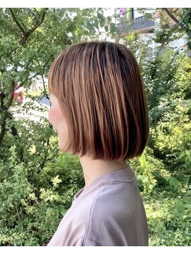 ルプラ ガーデン(le-pla garden) 切りっぱなしボブ#オレンジベージュ#ブリーチなし#豊橋#豊川