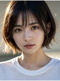 外ハネショートボブ、ナチュラルブラウン