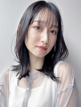 ケーツー エソラ池袋店(K-two) くびれミディアム×黒髪*レイヤーカット*ミディアムヘア*面長