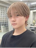 オリーブベージュメンズミルクティーベージュシースルーマッシュ