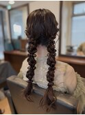 結婚式お呼ばれ参列ツイン編みおろしヘアアレンジ