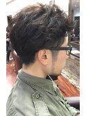 サイドパートアップバングパーマ【橋本 理容室 バーバー】