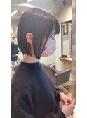 大人可愛い20代30代40代黒髪前下がりひし形小顔ボブ丸みショート