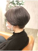 ラベンダーグレージュ刈り上げマッシュショート/亀戸