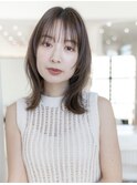 大人かわいい前髪セシルカットココアブラウンフリンジウェーブ