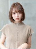 大人かわいい前髪セシルカットココアブラウンフリンジウェーブ