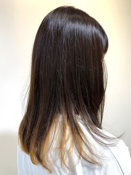 アズール 草加(azule) インナーカラー　オレンジ×ダークブラウン