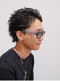 スパイキーショートかき上げヘア短髪アップバングツイスパ