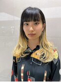 レイヤーカットグラデーションカラーブリーチワイドバング