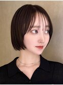 くびレイヤーボブルフネビージュ小顔ワンレンこなれミディ