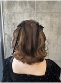 ボブのふわふわハーフツイン