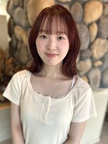 ロアバイチェリーコークウブ(Loa by CHERRY COKE ubu) 結べる切りっぱなしボブ+ボルドーレッド
