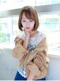 流しバング ベージュカラー 切りっぱなしボブ★★
