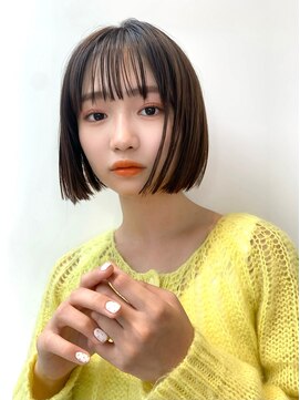 フィル 横浜(fil) 顎下前下がりボブ_ベージュアッシュグレージュシースルーバング