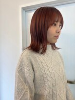 パーク 福岡天神西通り店(parc)&nbsp;外はねボブ　オレンジブラウン　オレンジカラー