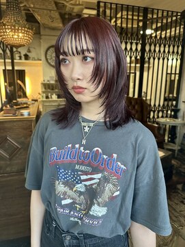 トレンチ(TRENCH) 《TRENCH Riku》ワインレッドカラー　ウルフカット　レイヤー