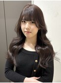 ラベンダーブラウン　くびれ巻き　顔周りカット
