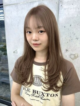 ビューブルー 亀戸錦糸町(VIEW BLUE) 美髪ミルクティーベージュ韓国レイヤーロングセミディ顔周り前髪