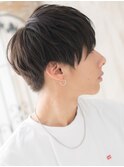 20代30代ダークブラウン束感メンズパーマ就活ショートZ草加!