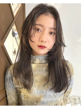 シノヤ 本店 ナチュラルストレートロング/韓国風暗髪レイヤー/シアーブラウン