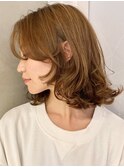 ミディアムボブ/デジタルパーマ/顔まわりレイヤー大人癖毛くせ毛