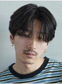 センターパートニュアンスパーマワンカールパーマ韓国コンマヘア
