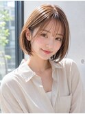 大人可愛い丸みショートボブ×シアーベージュ