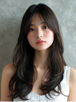 ロッソ 越谷店(Rosso)&nbsp;大人抜け感。暗髪フェイスレイヤーロング