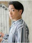 ダークアッシュ七三オールバックセミウェットヘアc