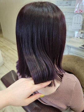フゥカ 売市店(fuka) パープルラベンダー×切りっぱなしスタイル