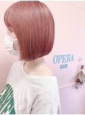 【ブリーチ】透明感ピンクブラウンカラー ミニボブ