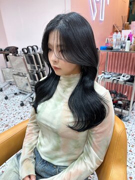 ボタン シブヤ(VOTAN SHIBUYA) 韓国ヘア/ブルーブラック/顔まわり/前髪なし/2way/流し前髪