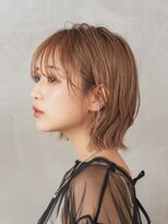 ソードリーフ ヘアーアンドスパ 鶴見店(swordlief hair&spa) 外ハネウルフボブ×ピンクベージュ