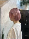 ペールピンク/ショートボブ/大人かわいい