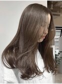 ミディアムロングレイヤーカット顔まわりくびれ韓国ヘア心斎橋