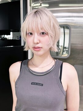 アルバム 池袋(ALBUM) ハイトーンホワイトベージュくびれミディミディアム_F21136