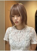 ピンクカラー ボブ/ハイトーンWカラー