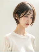ナチュラルボブボブルフ黒髪ネビージュ小顔ワンレン20代30代40代