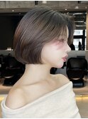 ボブルフネビージュ小顔顔周りカット黒髪韓国レイヤーカット博多