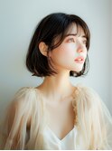 小顔ボブルフネビージュ30代40代ショート17