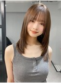 小顔 前髪 レイヤーカット ホワイトグレージュ"