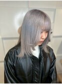 ホワイトグレージュデジタルパーマミディアムレイヤーカット