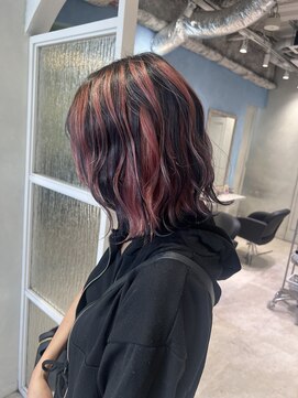 アソビセカンド 原宿(ASOBI 2nd) ダブルカラー/黒髪/ボブルフ/ネビージュ/原宿/デザインカラー