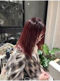 バーガンディ　ボルドー　ワインレッド　レッドブラウン　赤髪