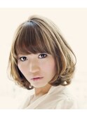 フェミニンボブ/セミディ/厚めバング/大人かわいい/ふわミディ