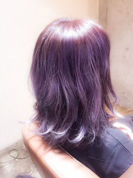 サロンドミルク 原宿(salon de MiLK) シースルーディープパープル×外ハネミディアム