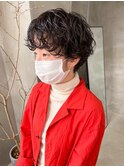 くるくるパーマウェットスタイリングショートパーマ前髪あり