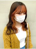 インナーカラー オレンジカラー 前髪インナー 担当城倉